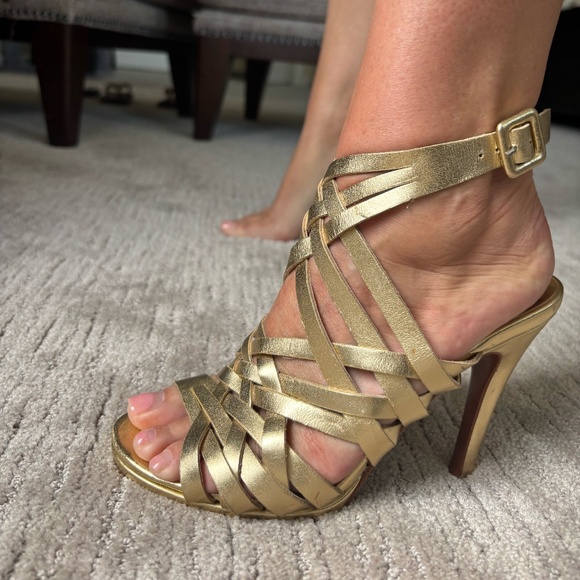 Diane von Furstenbuerg Gold Sita Sandal Size 6.5 - Picture 1 of 6